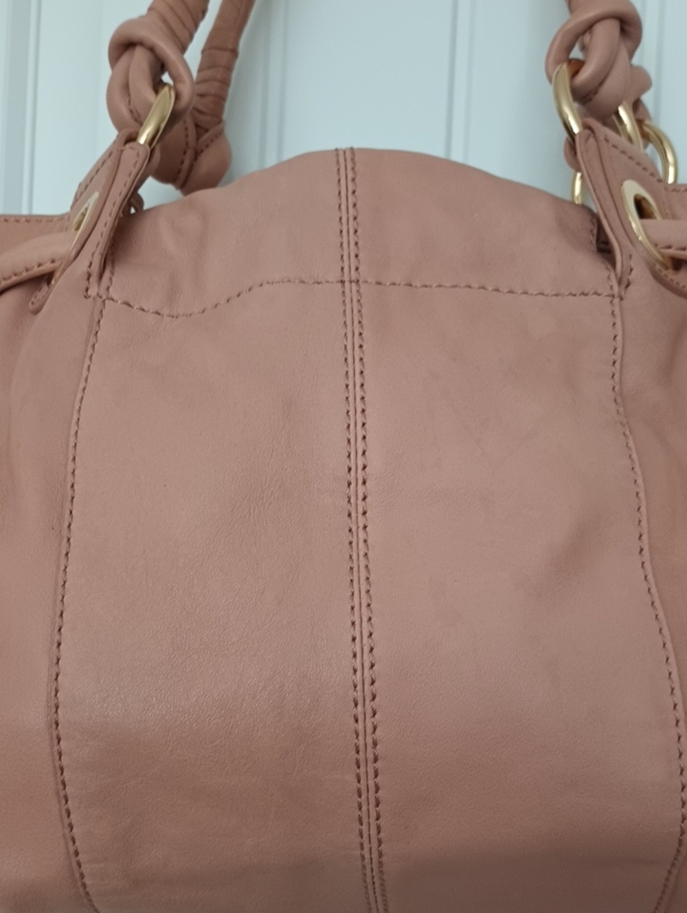 Michael Kors Blush Tan Soft Leather Knot Shoulder Tote - Picture 16 of 16